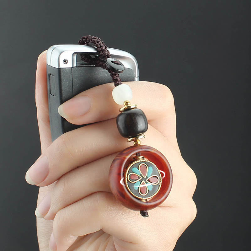 Buddha Stones in legno di ebano, sanscrito, quadrifoglio, occhio del Buddha, pace, portachiavi girevole - image 10