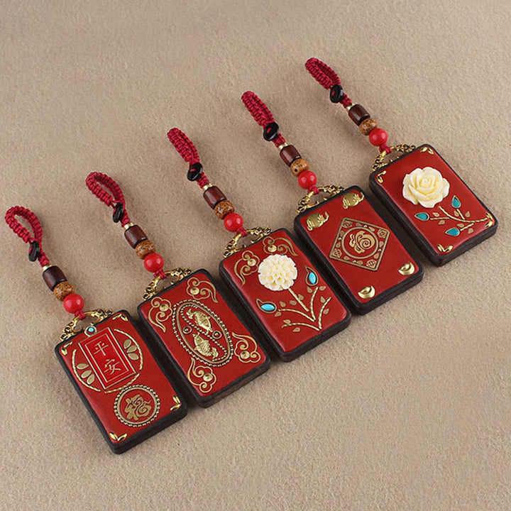 Portachiavi con ciondolo a forma di corda con ciondolo a forma Buddha Stones, fiore di ebano, pesce koi - image 20