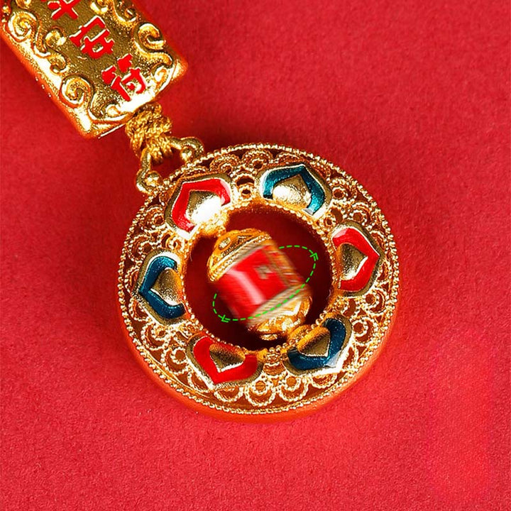 Portachiavi girevole con ruota di preghiera in rame con Buddha Stones, cinque direzioni, divinità della ricchezza - image 7