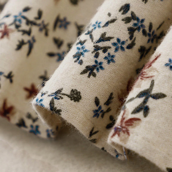 Camicia da donna in cotone a maniche lunghe con stampa floreale autunnale Buddha Stones e bottoni - image 15