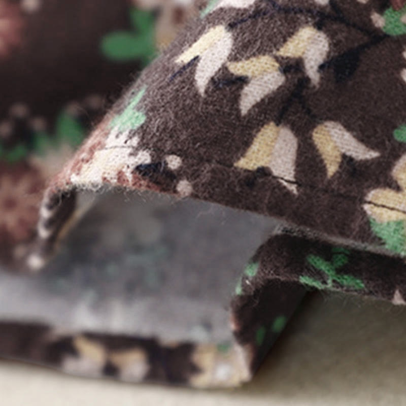 Camicia da donna in cotone a maniche lunghe con stampa floreale autunnale Buddha Stones e bottoni - image 28