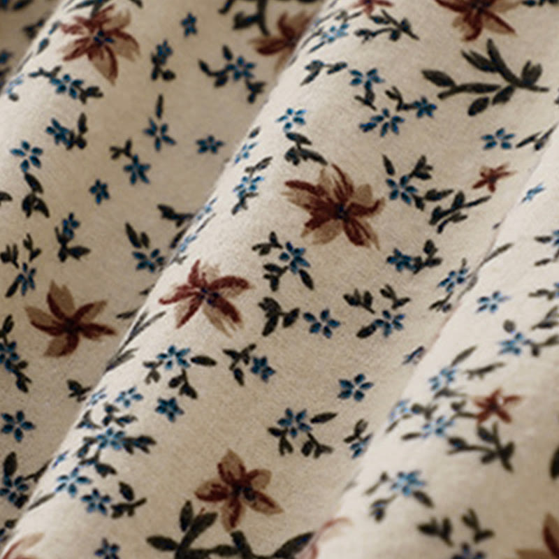 Camicia da donna in cotone a maniche lunghe con stampa floreale autunnale Buddha Stones e bottoni - image 14