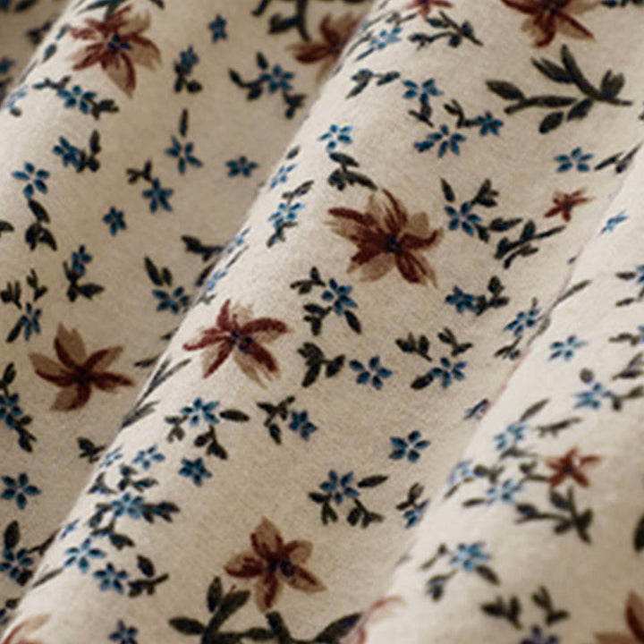 Camicia da donna in cotone a maniche lunghe con stampa floreale autunnale Buddha Stones e bottoni - image 14