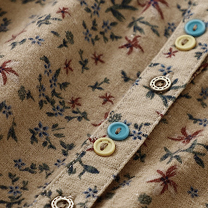 Camicia da donna in cotone a maniche lunghe con stampa floreale autunnale Buddha Stones e bottoni - image 20