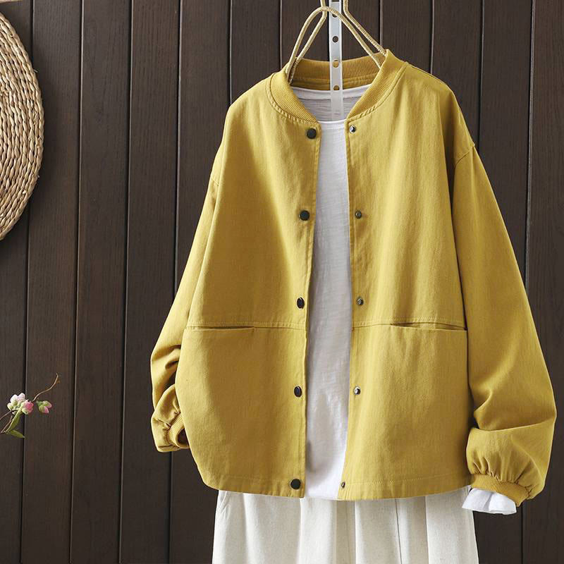 Giacca da donna a maniche lunghe con bottoni e tasche , Buddha Stones Fall. - Giallo - US14, UK/AU18, EU46 (2XL) - image 7