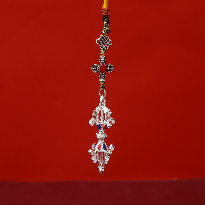 Portachiavi con corda dell'illuminazione Vajra Buddha Stones - Argento - image 3