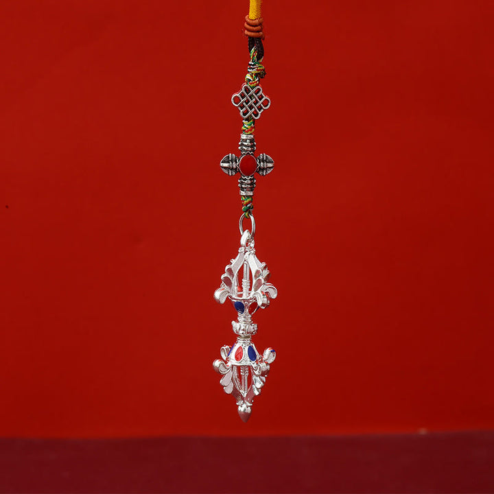 Portachiavi con corda dell'illuminazione Vajra Buddha Stones - Argento - image 3