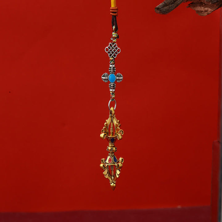 Portachiavi con corda dell'illuminazione Vajra Buddha Stones - Oro antico - image 0