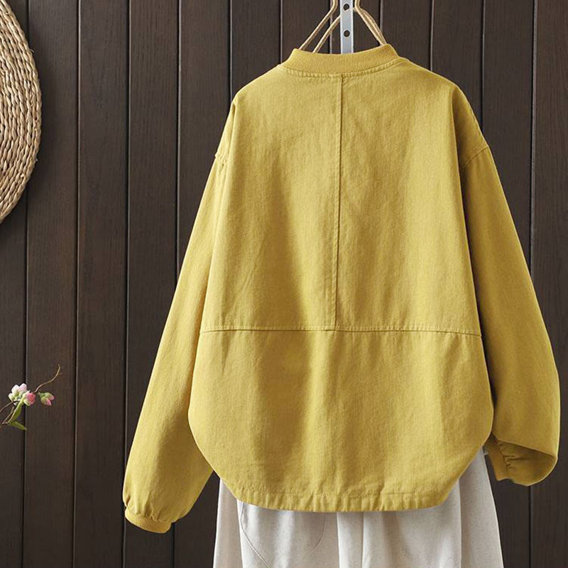 Giacca da donna in cotone a maniche lunghe con bottoni e tasche Buddha Stones Fall - image 8