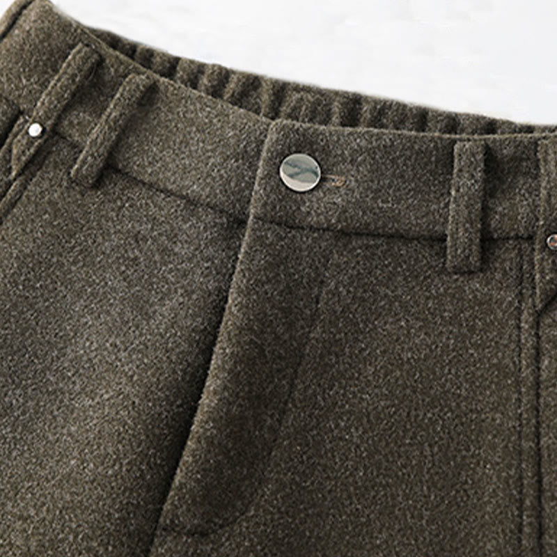 Pantaloni larghi da donna in lana spessa e cotone con bottoni semplici Buddha Stones e tasche - image 2