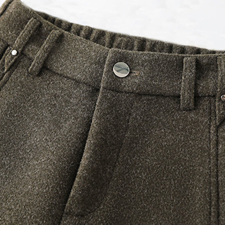 Pantaloni larghi da donna in lana spessa e cotone con bottoni semplici Buddha Stones e tasche - image 2