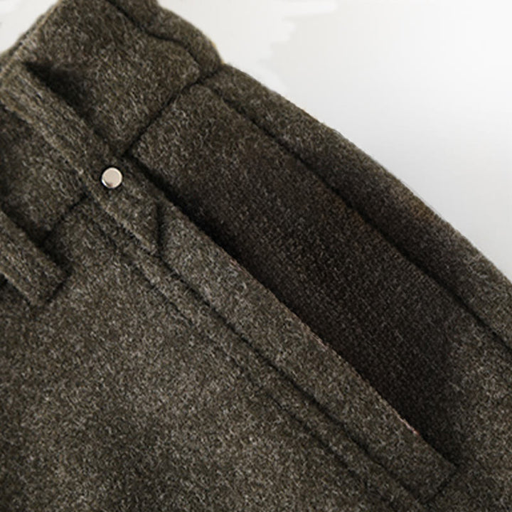 Pantaloni larghi da donna in lana spessa e cotone con bottoni semplici Buddha Stones e tasche - image 3