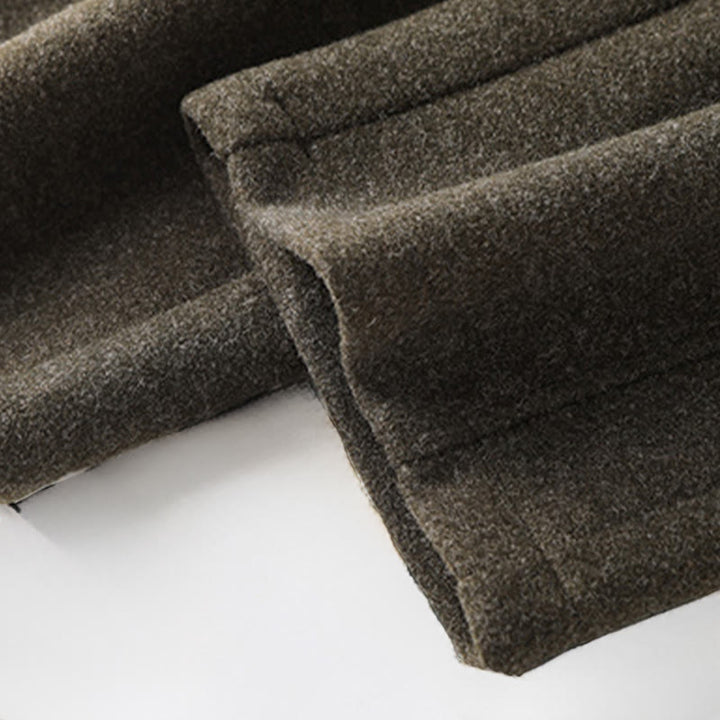 Pantaloni larghi da donna in lana spessa e cotone con bottoni semplici Buddha Stones e tasche - image 4