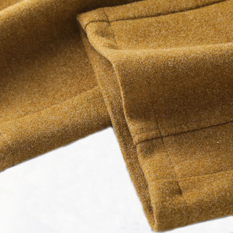 Pantaloni larghi da donna in lana spessa e cotone con bottoni semplici Buddha Stones e tasche - image 11