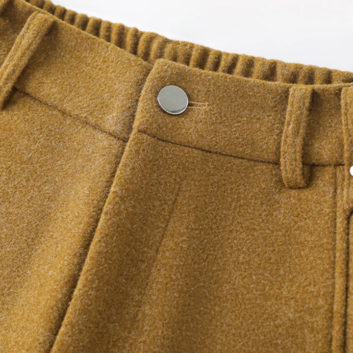 Pantaloni larghi da donna in lana spessa e cotone con bottoni semplici Buddha Stones e tasche - image 10