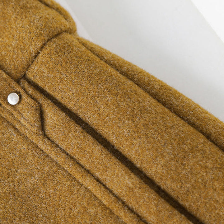 Pantaloni larghi da donna in lana spessa e cotone con bottoni semplici Buddha Stones e tasche - image 8