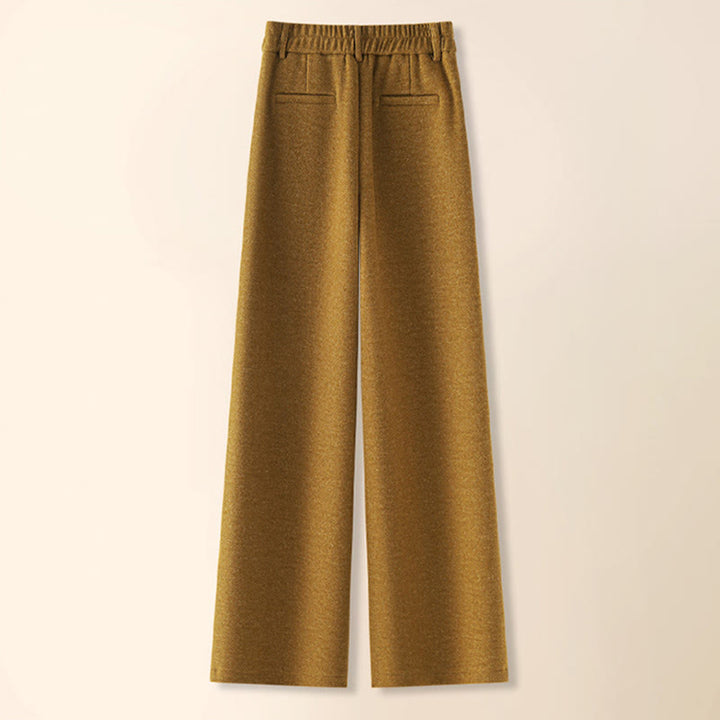 Pantaloni larghi da donna in lana spessa e cotone con bottoni semplici Buddha Stones e tasche - image 6