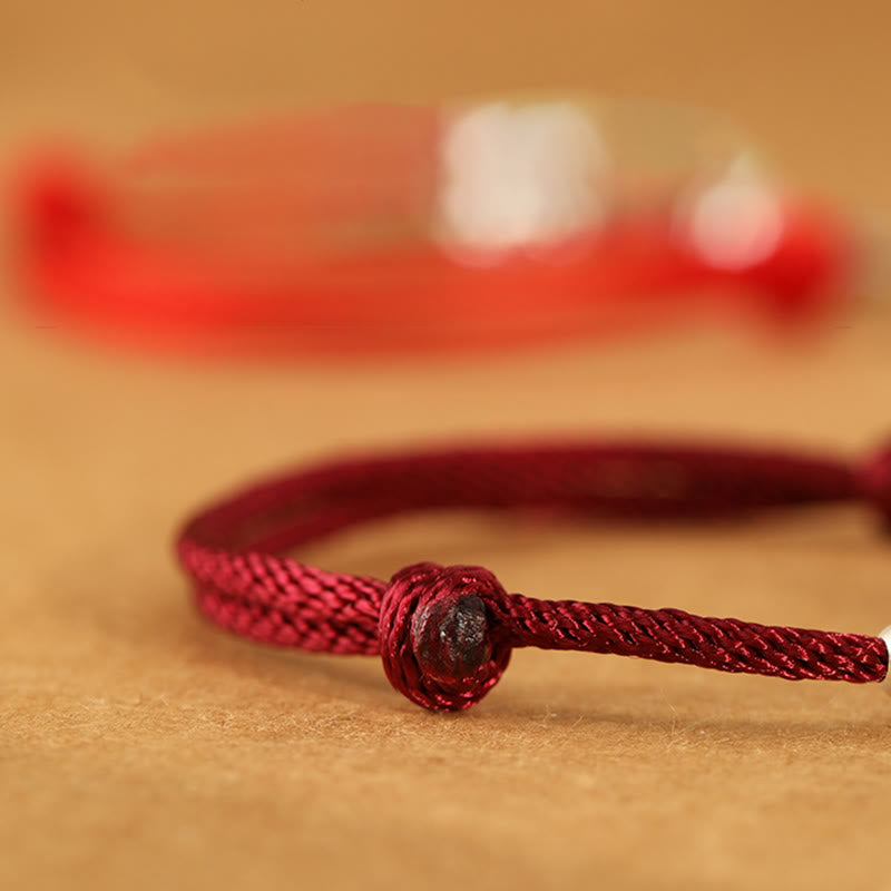 Braccialetto portafortuna intrecciato con cordino e ciondolo a forma di carattere Fu dell'anno del cavallo in argento sterling 999 Buddha Stones - image 7