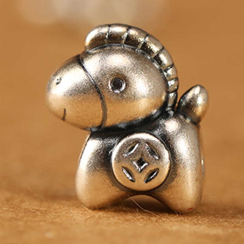 Braccialetto portafortuna intrecciato con cordino e ciondolo a forma di carattere Fu dell'anno del cavallo in argento sterling 999 Buddha Stones - image 6