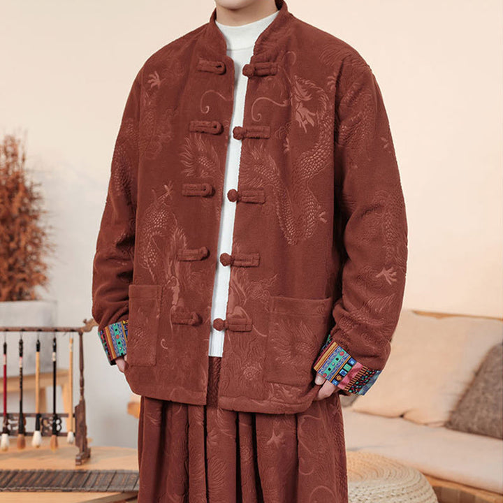 Set di 2 pezzi da uomo autunno inverno con giacca e pantaloni a maniche lunghe in cotone con bottoni e drago, stile "Buddha Stones" - image 17