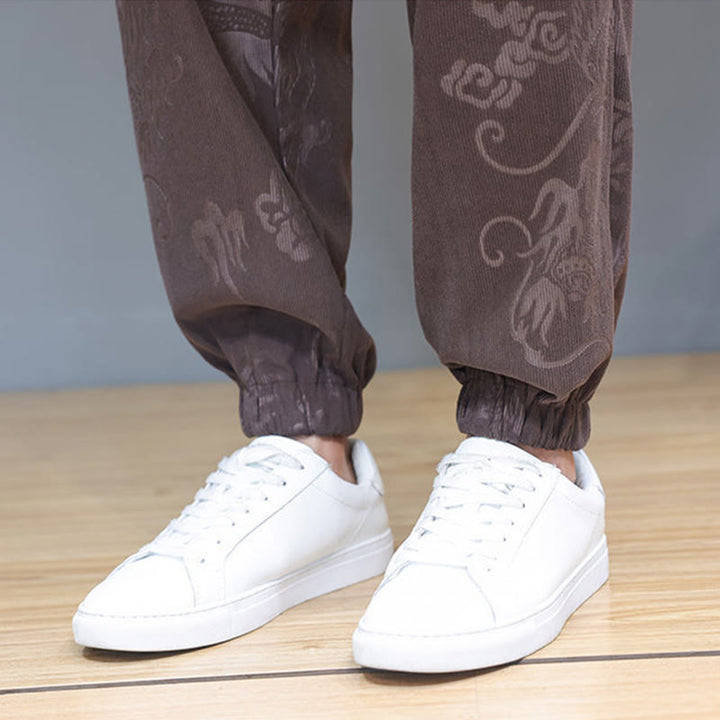 Set di 2 Buddha Stones da uomo autunno inverno con giacca e pantaloni a maniche lunghe in velluto a coste di cotone con bottoni e tasche, modello "Dragon Frog" - image 11