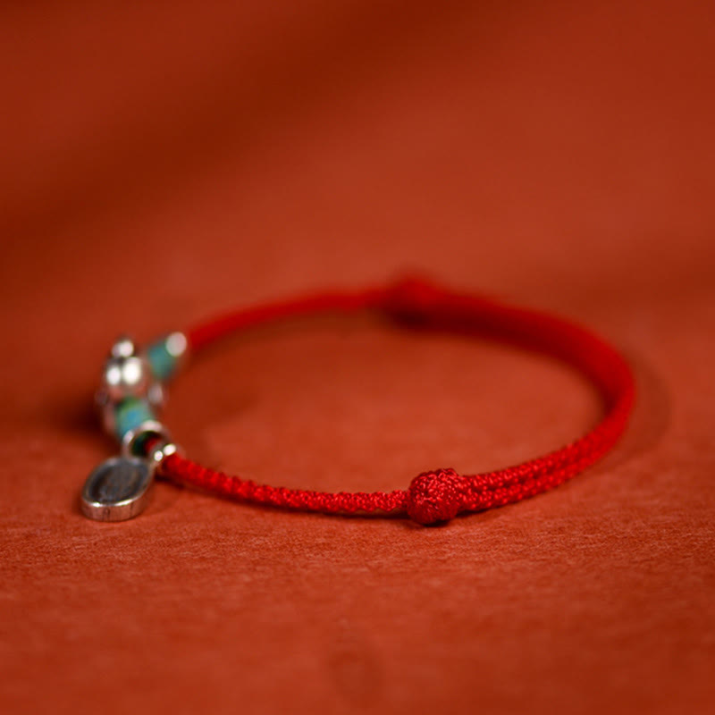 Buddha Stones Argento Sterling 999 Anno del Cavallo Argento Sterling 925 Pace e Gioia Ciondolo Braccialetto della Fortuna Intrecciato Cavigliera - image 1