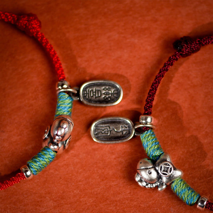 Buddha Stones Argento Sterling 999 Anno del Cavallo Argento Sterling 925 Pace e Gioia Ciondolo Braccialetto della Fortuna Intrecciato Cavigliera - image 19