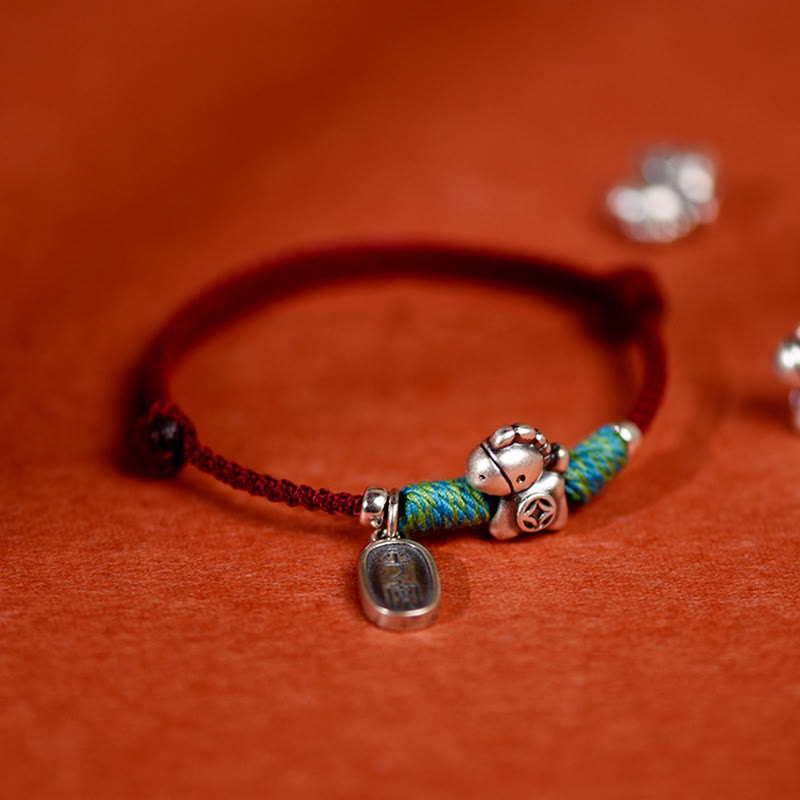 Buddha Stones Argento Sterling 999 Anno del Cavallo Argento Sterling 925 Pace e Gioia Ciondolo Braccialetto della Fortuna Intrecciato Cavigliera - image 14