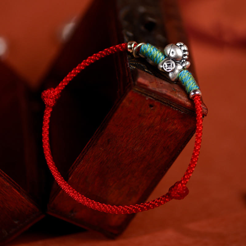 Buddha Stones Argento Sterling 999 Anno del Cavallo Argento Sterling 925 Pace e Gioia Ciondolo Braccialetto della Fortuna Intrecciato Cavigliera - image 6