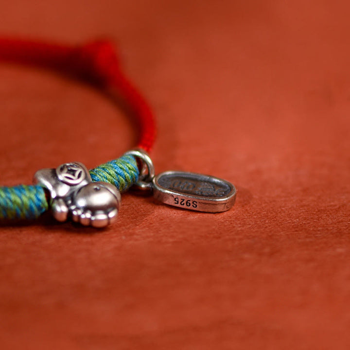 Buddha Stones Argento Sterling 999 Anno del Cavallo Argento Sterling 925 Pace e Gioia Ciondolo Braccialetto della Fortuna Intrecciato Cavigliera - image 8