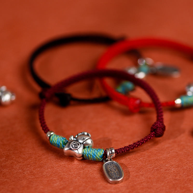 Buddha Stones Argento Sterling 999 Anno del Cavallo Argento Sterling 925 Pace e Gioia Ciondolo Braccialetto della Fortuna Intrecciato Cavigliera - image 18