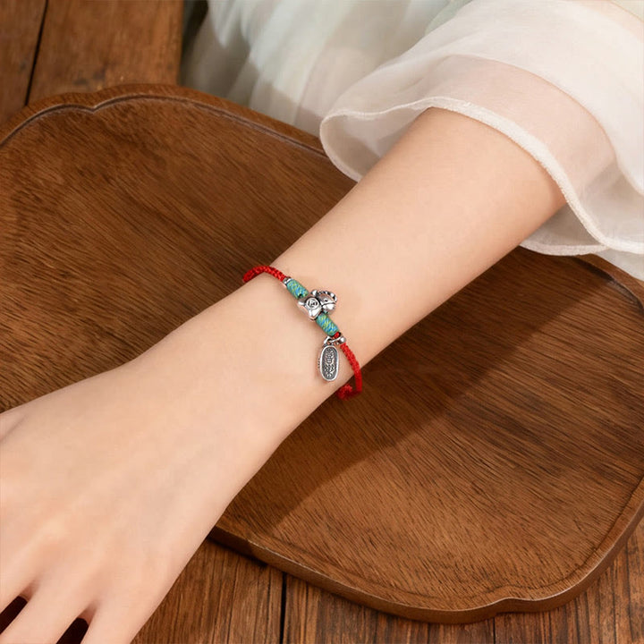 Buddha Stones Argento Sterling 999 Anno del Cavallo Argento Sterling 925 Pace e Gioia Ciondolo Braccialetto della Fortuna Intrecciato Cavigliera - image 9