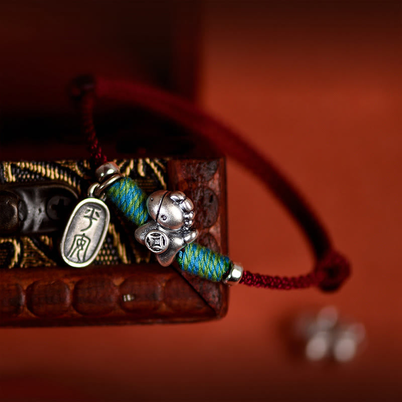 Buddha Stones Argento Sterling 999 Anno del Cavallo Argento Sterling 925 Pace e Gioia Ciondolo Braccialetto della Fortuna Intrecciato Cavigliera - image 15