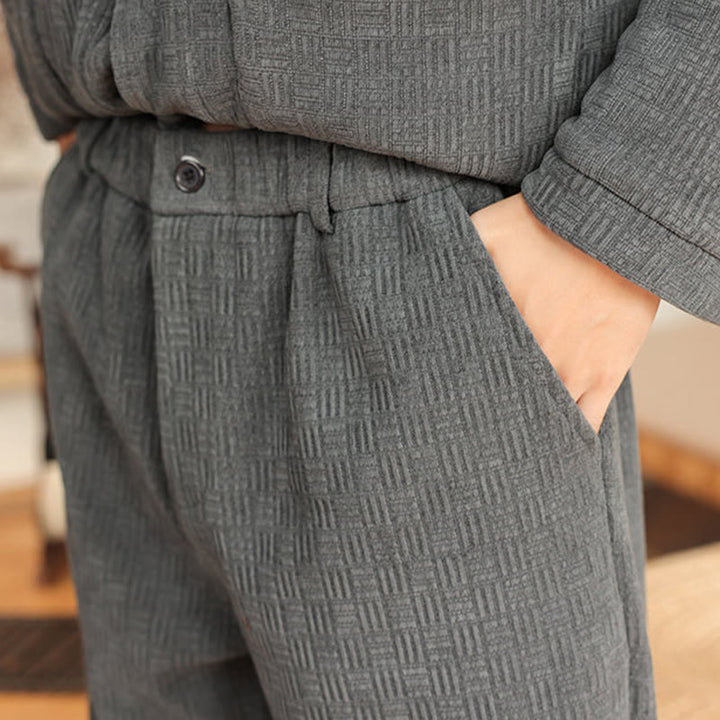 Set di 2 giacche e pantaloni invernali da uomo in cotone con bottoni a rana, a maniche lunghe, con tasche, Buddha Stones - image 14