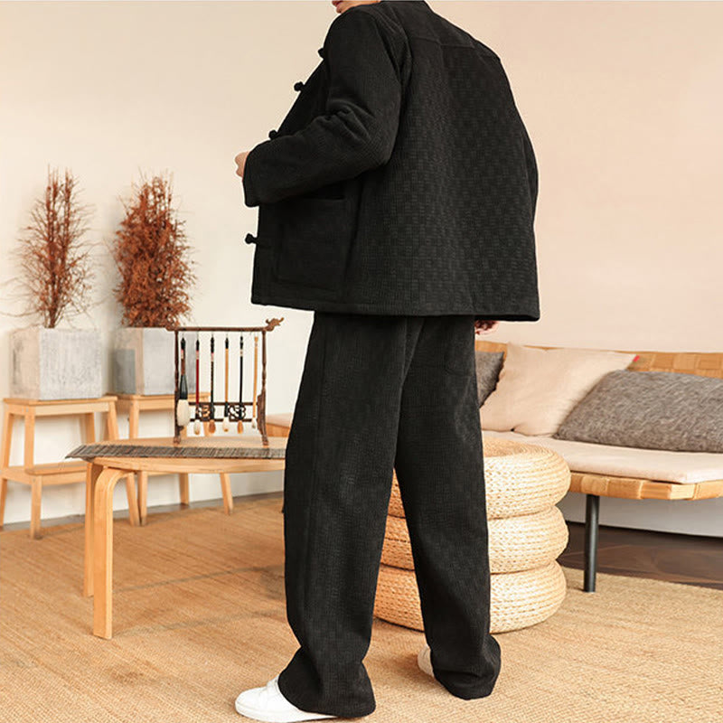 Set di 2 giacche e pantaloni invernali da uomo in cotone con bottoni a rana, a maniche lunghe, con tasche, Buddha Stones - image 20