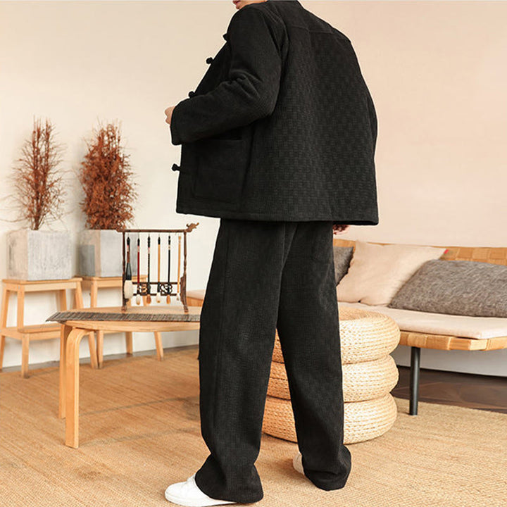 Set di 2 giacche e pantaloni invernali da uomo in cotone con bottoni a rana, a maniche lunghe, con tasche, Buddha Stones - image 20
