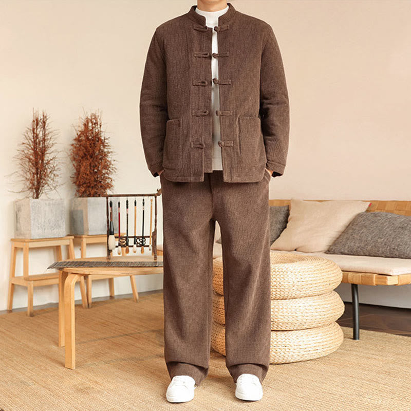 Set di 2 giacche e pantaloni invernali da uomo in cotone con bottoni a rana, a maniche lunghe, con tasche, Buddha Stones - Perù - US/UK/AU46, EU56 (5XL) - image 25