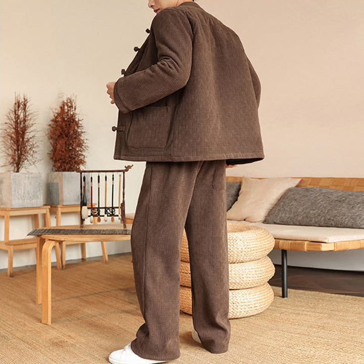 Set di 2 giacche e pantaloni invernali da uomo in cotone con bottoni a rana, a maniche lunghe, con tasche, Buddha Stones - image 28