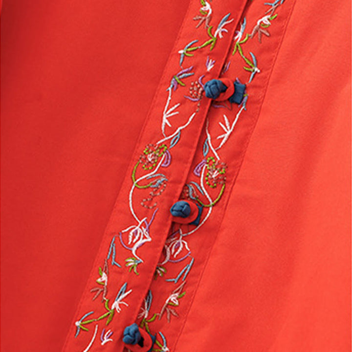 Giacca termica da donna a maniche lunghe con bottoni a rana e ricamo floreale invernale Buddha Stones - image 19