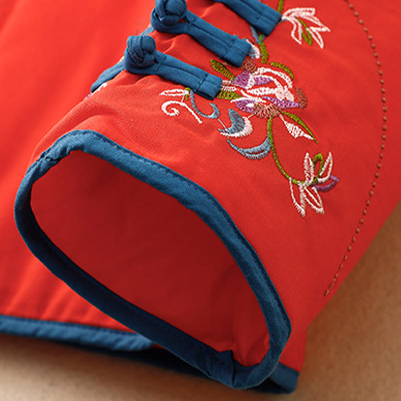 Giacca termica da donna a maniche lunghe con bottoni a rana e ricamo floreale invernale Buddha Stones - image 22