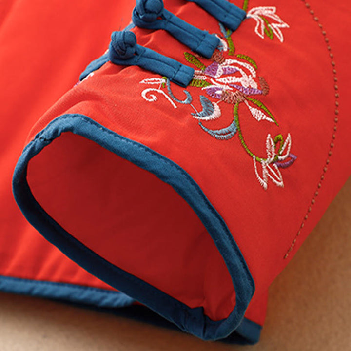 Giacca termica da donna a maniche lunghe con bottoni a rana e ricamo floreale invernale Buddha Stones - image 22