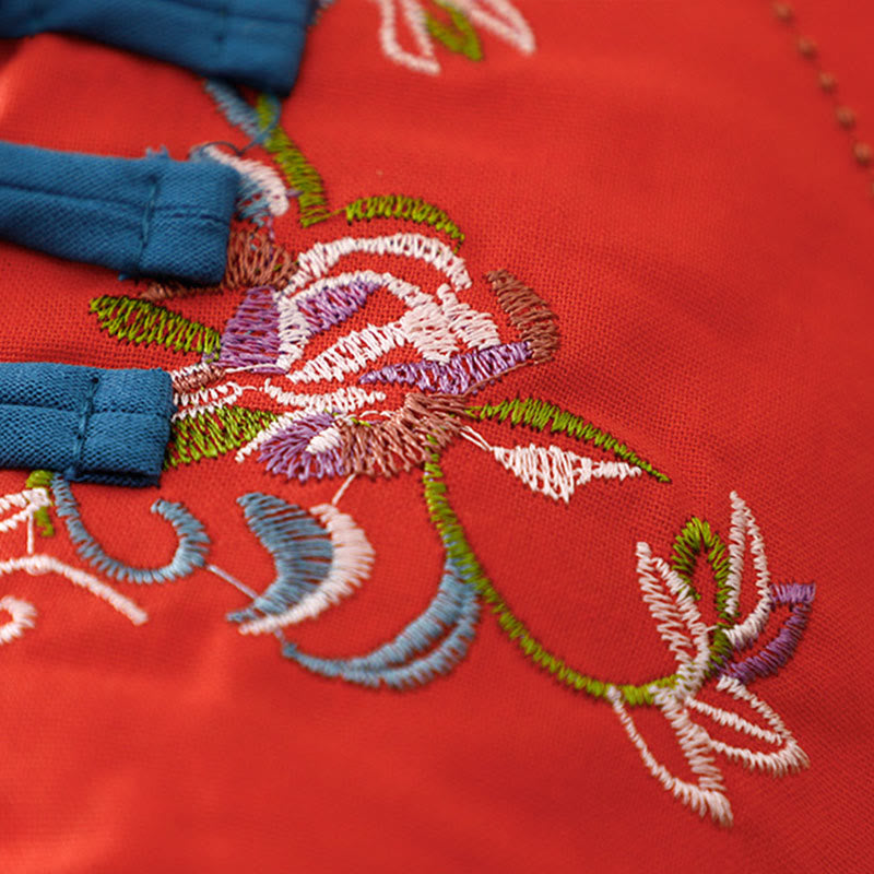 Giacca termica da donna a maniche lunghe con bottoni a rana e ricamo floreale invernale Buddha Stones - image 21