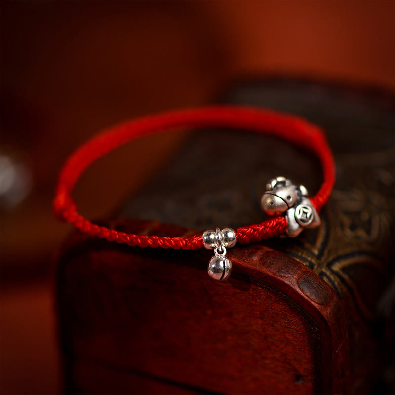 Braccialetto alla caviglia per bambini e adulti con campanella in argento sterling 925 , Buddha Stones, anno del cavallo, in argento sterling 999 - image 7