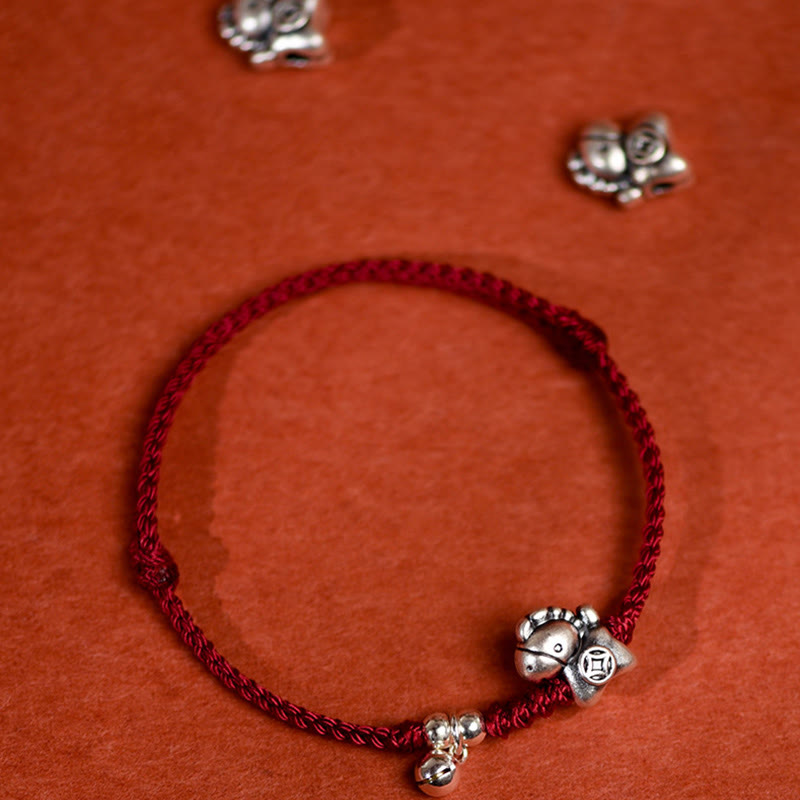 Braccialetto alla caviglia per bambini e adulti con campanella in argento sterling 925 , Buddha Stones, anno del cavallo, in argento sterling 999 - image 17