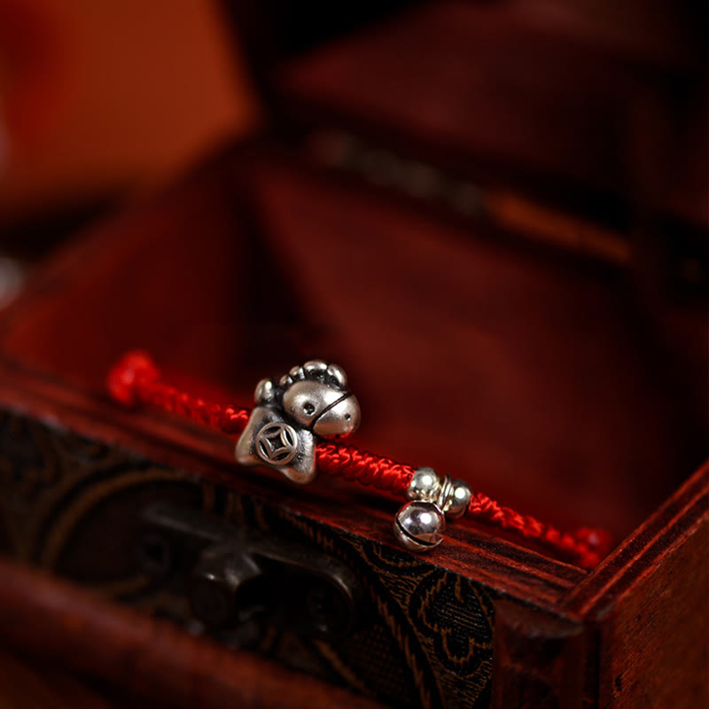 Braccialetto alla caviglia per bambini e adulti con campanella in argento sterling 925 , Buddha Stones, anno del cavallo, in argento sterling 999 - image 11