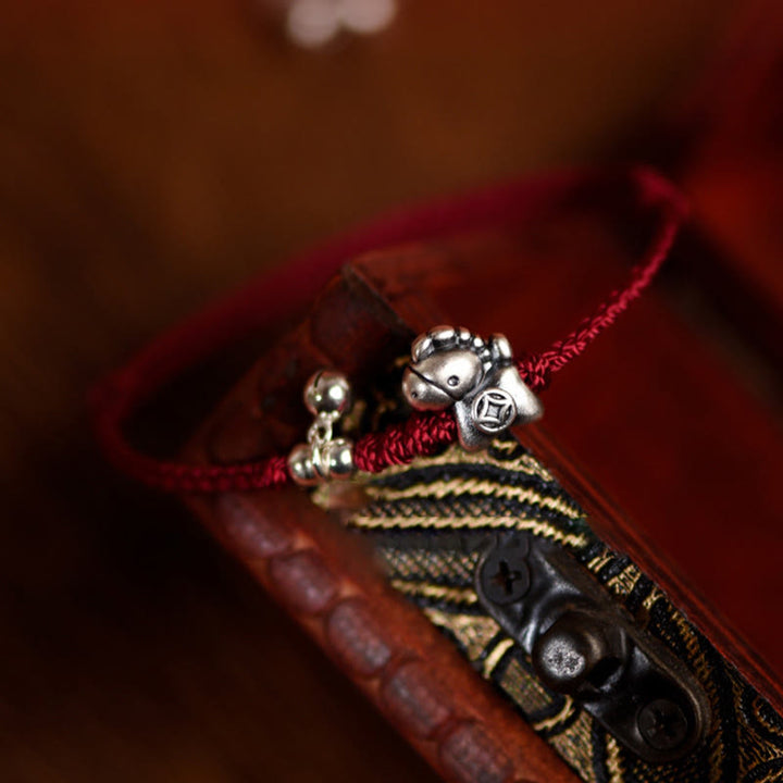 Braccialetto alla caviglia per bambini e adulti con campanella in argento sterling 925 , Buddha Stones, anno del cavallo, in argento sterling 999 - image 10