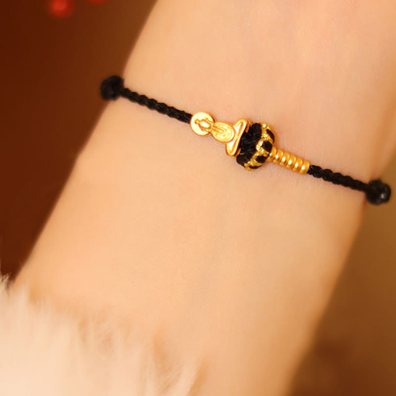 Braccialetto intrecciato di protezione con cordino rosso e nodo di loto Buddha Stones senza forma - image 12