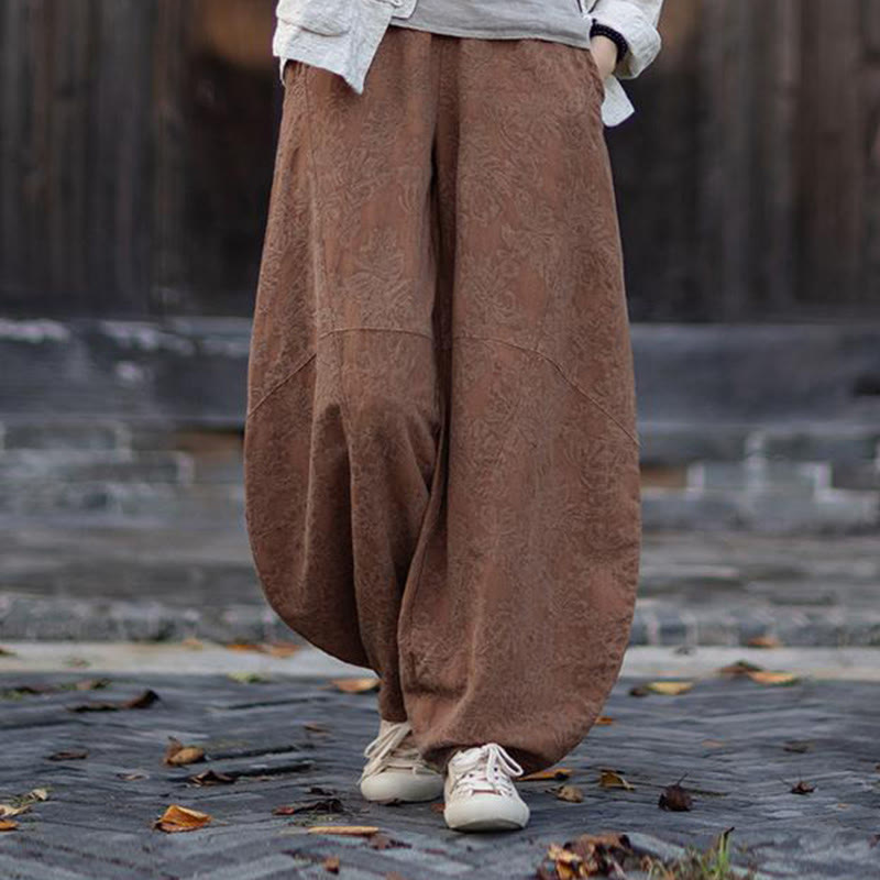 Buddha Stones Fall Jacquard Camicia a maniche lunghe con bottoni a rana da donna, pantaloni, abbigliamento in cotone e lino - Pantaloni marroni - US4， UK/AU8，EU36-38 (F) - image 36