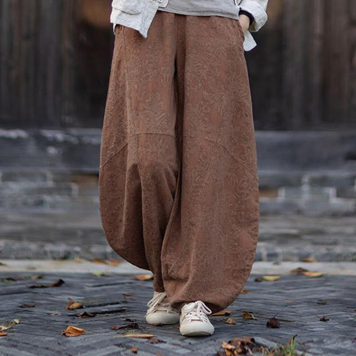 Buddha Stones Fall Jacquard Camicia a maniche lunghe con bottoni a rana da donna, pantaloni, abbigliamento in cotone e lino - Pantaloni marroni - US4， UK/AU8，EU36-38 (F) - image 36