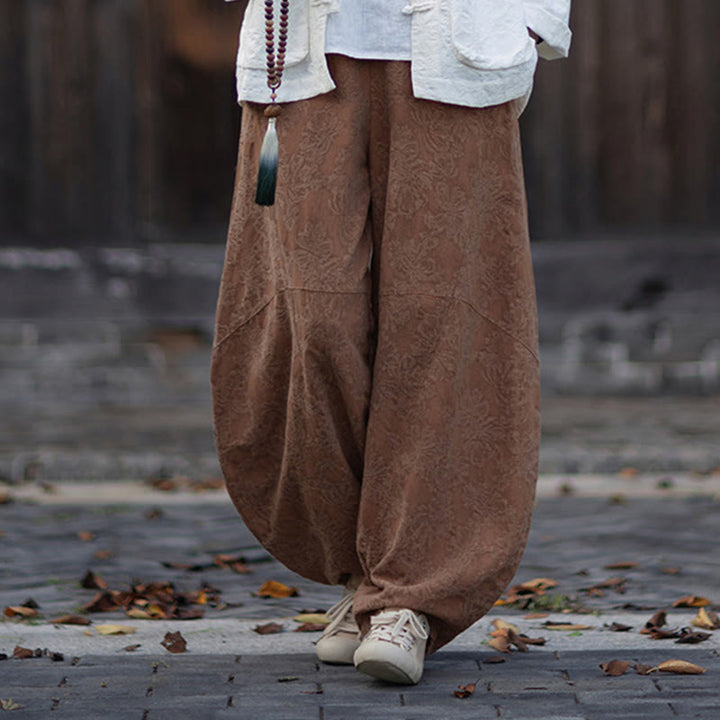 Buddha Stones Fall Jacquard Camicia a maniche lunghe con bottoni a rana da donna, pantaloni, abbigliamento in cotone e lino - image 37